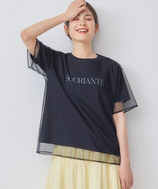 組曲 S 【WEB限定】チュールレイヤードロゴTシャツ ブラック系