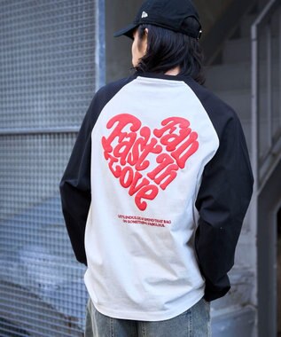 WEGO ラグランハートグラフィックT（LS） ホワイト