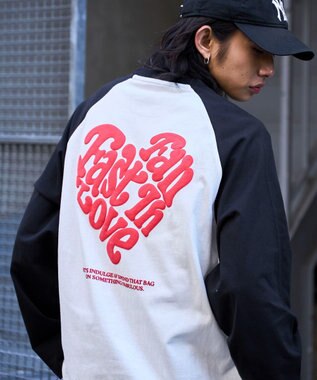 WEGO ラグランハートグラフィックT（LS） ホワイト