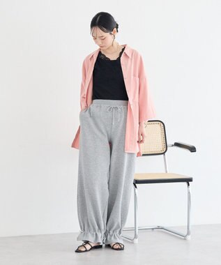 earth music&ecology 裾ドロストスウェットパンツ Gray Mixture