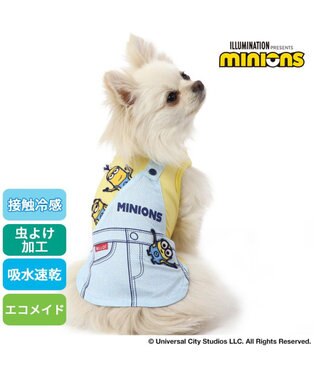 PET PARADISE 犬の服 春夏 ひんやり クール メッシュ 接触冷感 虫よけ ミニオン サロペット風 タンクトップ 【小型犬】 クールマックスエコメイド 黄