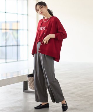 ANY ゆるＶネックカーディガン レッド