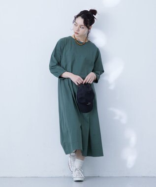 J.PRESS YORK STREET 【WOMEN】Aラインワンピース スモーキーグリーン系