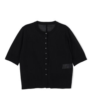 BEIGE， MOISE / シアーニット　5分袖カーディガン Black × Ecru