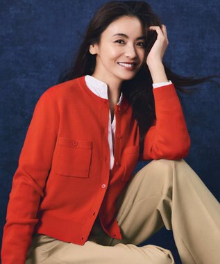 23区 L 【滝沢眞規子さん着用】コットンカシミヤ ポケット カーディガン レッド系