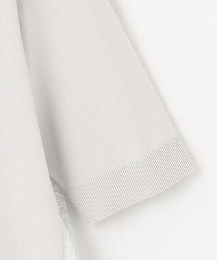 自由区 【洗える】クレープストレッチ バックレース ニット ライトグレー系