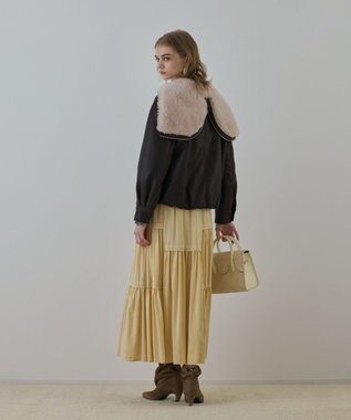 GRACE CONTINENTAL フェイクレザーボンバージャケット ダークブラウン