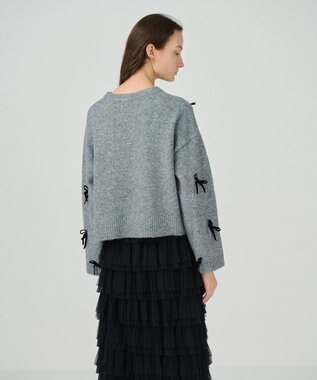 GRACE CONTINENTAL リボンニットトップ グレー