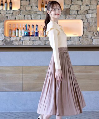 Tiaclasse 【安田美沙子さん着用・洗える】ヴィンテージサテンプリーツスカート ピンク