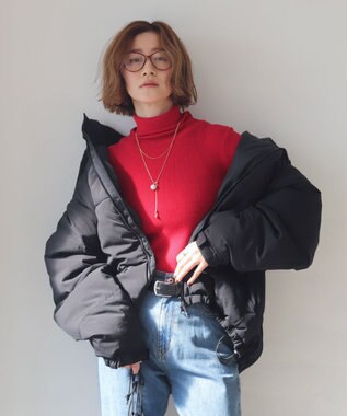 WEGO 【2025年秋冬新作】リブタートルニット レッド