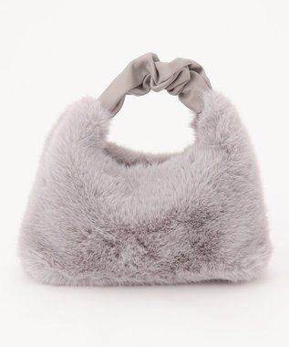 自由区 【2WAY】フェイクファーハーフムーン バッグ ライトグレー系