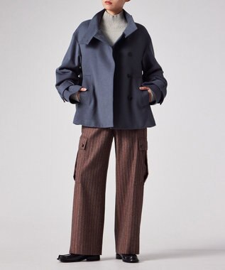 Paul Smith Field Flowers スタンドカラー ショートコート グレイッシュブルー