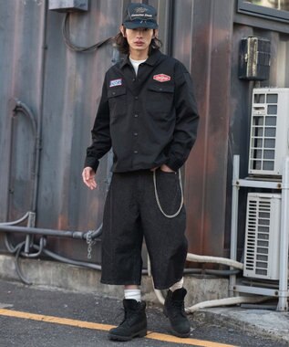 WEGO 【SMLサイズ展開】チェーン付きバルーンショーツ デニムブラック