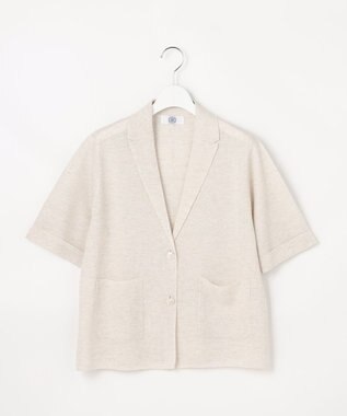 J.PRESS LADIES Vis/Peスパーク ハーフスリーブ ニットジャケット ナチュラル系