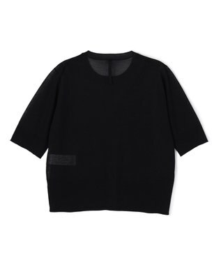 BEIGE， MOISE / シアーニット　5分袖カーディガン Black × Ecru