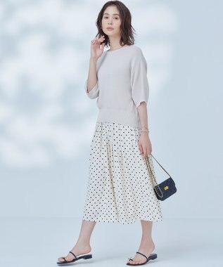 組曲 L 【WEB限定】ドットプリントデシン フリルパンツ エクリュ×ブラック系5