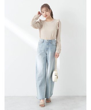 earth music&ecology シャーリングカットプルオーバー Gray Beige
