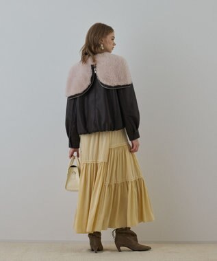 GRACE CONTINENTAL フェイクレザーボンバージャケット ダークブラウン