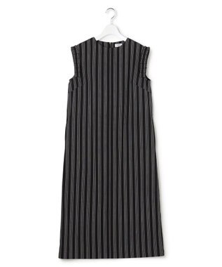 J.PRESS YORK STREET 【WOMEN】リネンストライプ ノースリーブ ワンピース ブラック系1