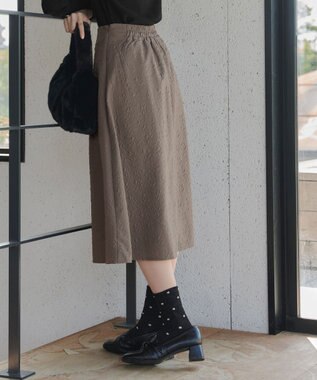 Tiaclasse 【洗える】ふくれジャガードタックフレアスカート モカ