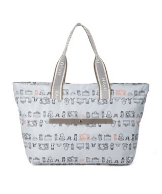 ACE BAGS & LUGGAGE HAyU × ace.  フォールディング 折り畳みトートバッグ 猫柄 30L 17862 ライトベージュ柄