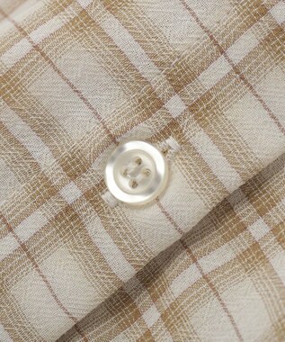 earth music&ecology シャーリングスリーブチェックシャツ Light Beige
