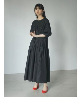 Green Parks ａ．ボリューム切り替えワンピース Black