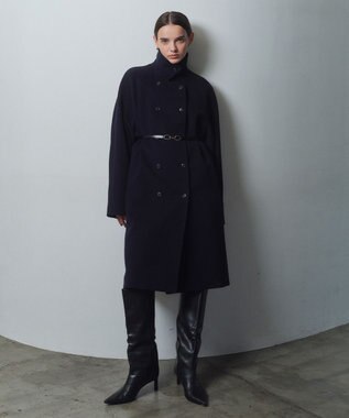 BEIGE， 【VERY NaVY12月号掲載】LABBOCK / ウール混ラグランステンカラーコート Navy