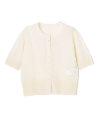 BEIGE， MOISE / シアーニット　5分袖カーディガン Ecru × Milk tee
