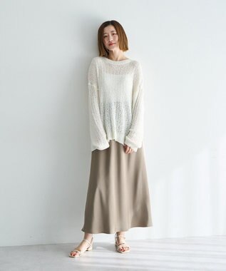 YECCA VECCA サテンフレアスカート Beige