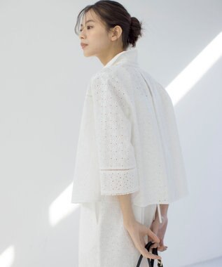 組曲 S エンブロイダリーレース襟付 ブラウス アイボリー系