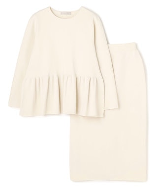 UNFILO BEAUTY FORM KNIT ペプラムセットアップ グレージュ