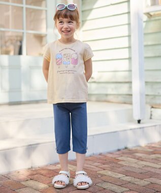 ANY KIDS 【WEB限定】7days プリント 半袖 Tシャツ クリーム×アイス