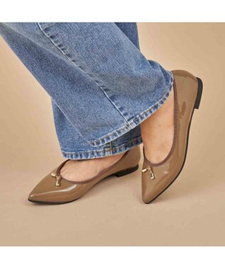 MODE ET JACOMO <carino>【レイン対応】中敷きデザインバレエシューズ オークエナメル