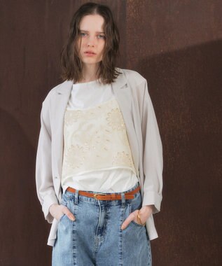 YECCA VECCA 【2点SET】刺繍メッシュキャミセットコットンTee Light Beige