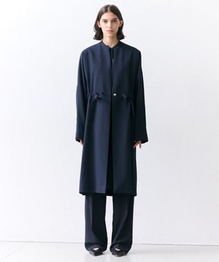 BEIGE， PORDIC / ドロスト付きロングスプリングコート Navy