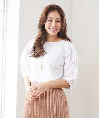 ANY 【WEB限定・接触冷感】シルケットスムース ギャザーパフスリーブトップス オフ