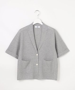 J.PRESS LADIES Vis/Peスパーク ハーフスリーブ ニットジャケット グレー系