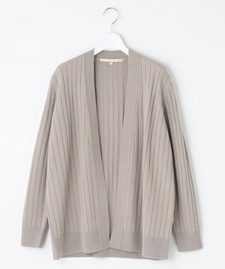 自由区 【洗える】ウールミックス ミドル丈カーディガン ライトグレー系