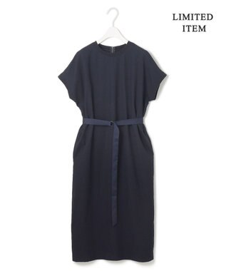 ICB L 【WEB限定・接触冷感・UVケア・速乾・防シワ・洗える】 FluidBackSatin  ワンピース ネイビー系