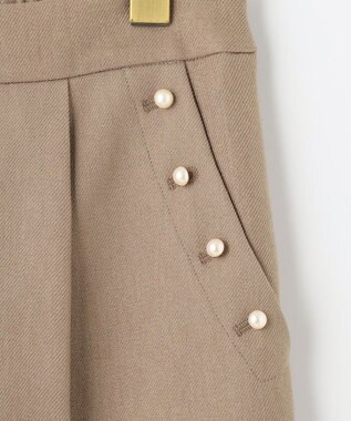 ANY SIS 【美人百花11月号掲載】パール調ポイントツイル パンツ モカ