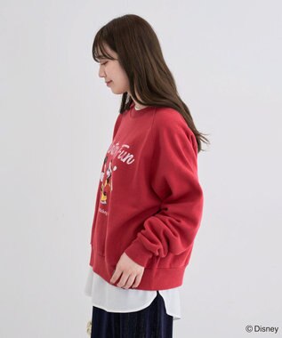 Green Parks ミッキー＆フレンズ／半起毛裏毛プルオーバー Red