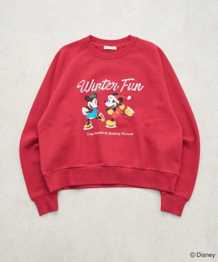 Green Parks ミッキー＆フレンズ／半起毛裏毛プルオーバー Red