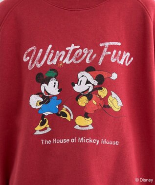 Green Parks ミッキー＆フレンズ／半起毛裏毛プルオーバー Red