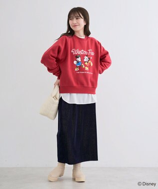 Green Parks ミッキー＆フレンズ／半起毛裏毛プルオーバー Red
