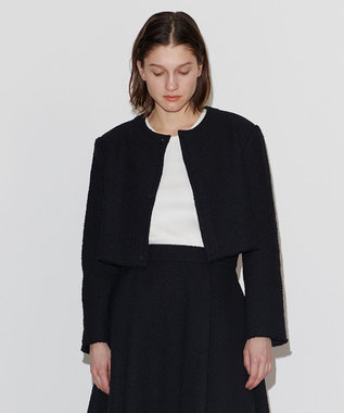 NAVE 【Nave】ストライプツィード クロップドジャケット ブラック系