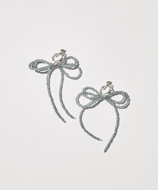 AMERICAN HOLIC ビーズレイーヤードリボンイヤリング Charcoal Gray