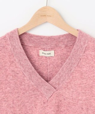 SHARE PARK LADIES ソフトタッチＶネックニット ピンク