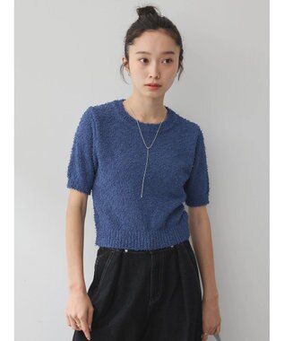 earth music&ecology ツイストブークレ半袖プルオーバー Charcoal Gray