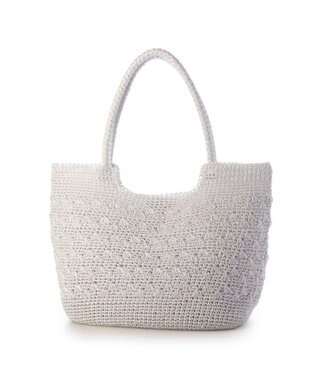 UNBILLION カシュカシュ cachecache / メタリックコード柄編みトートバッグ ホワイト